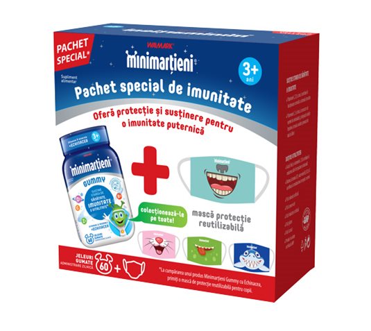 Pachet Minimarțieni® Gummy cu Echinacea + mască reutilizabilă pentru copii